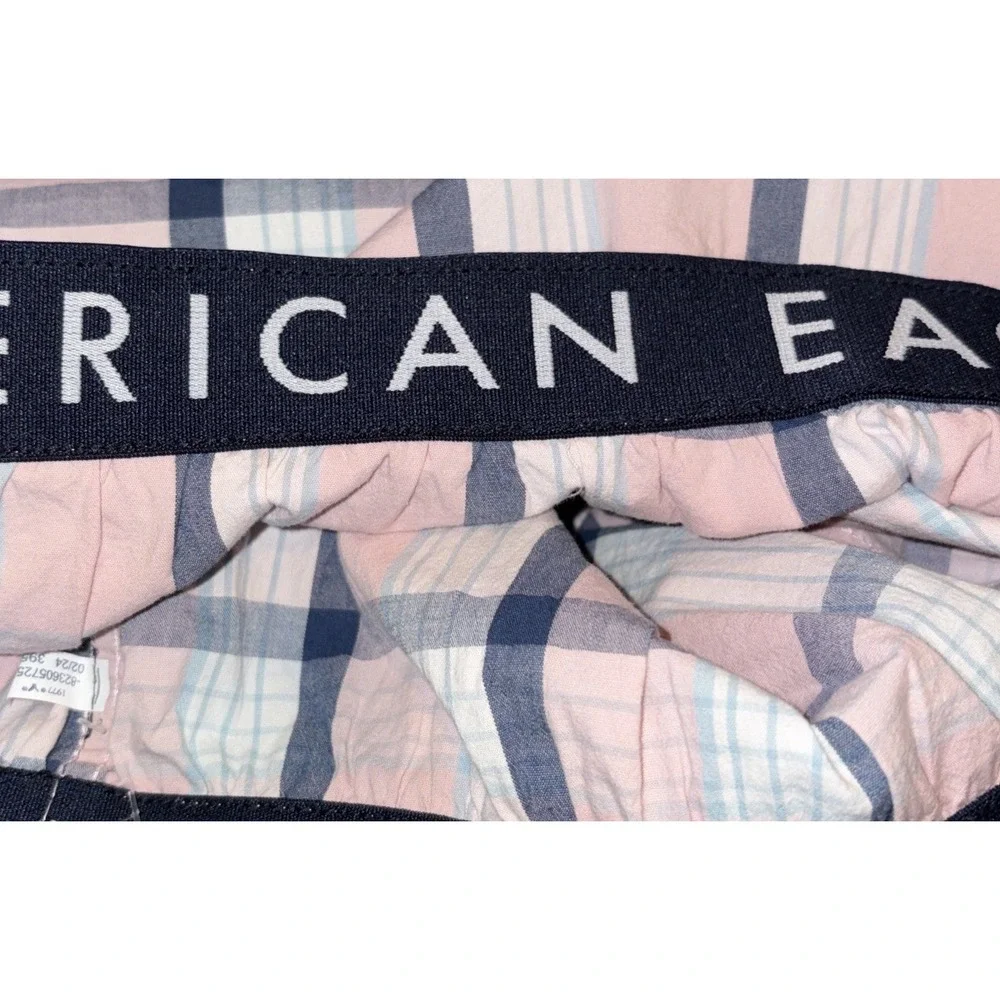 NWT American Eagle Outfitters Men's XL Plaid Woven Cotton Boxer Shorts Pink Blue